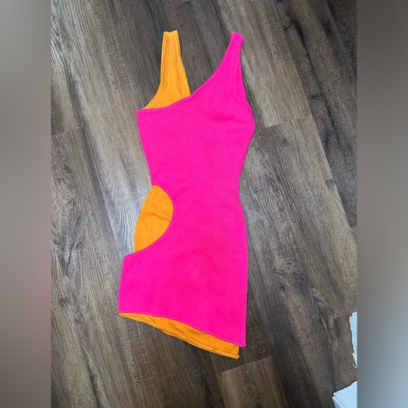 Milk It Orange & Pink Mini Sweater Dress - Picture 4 of 8